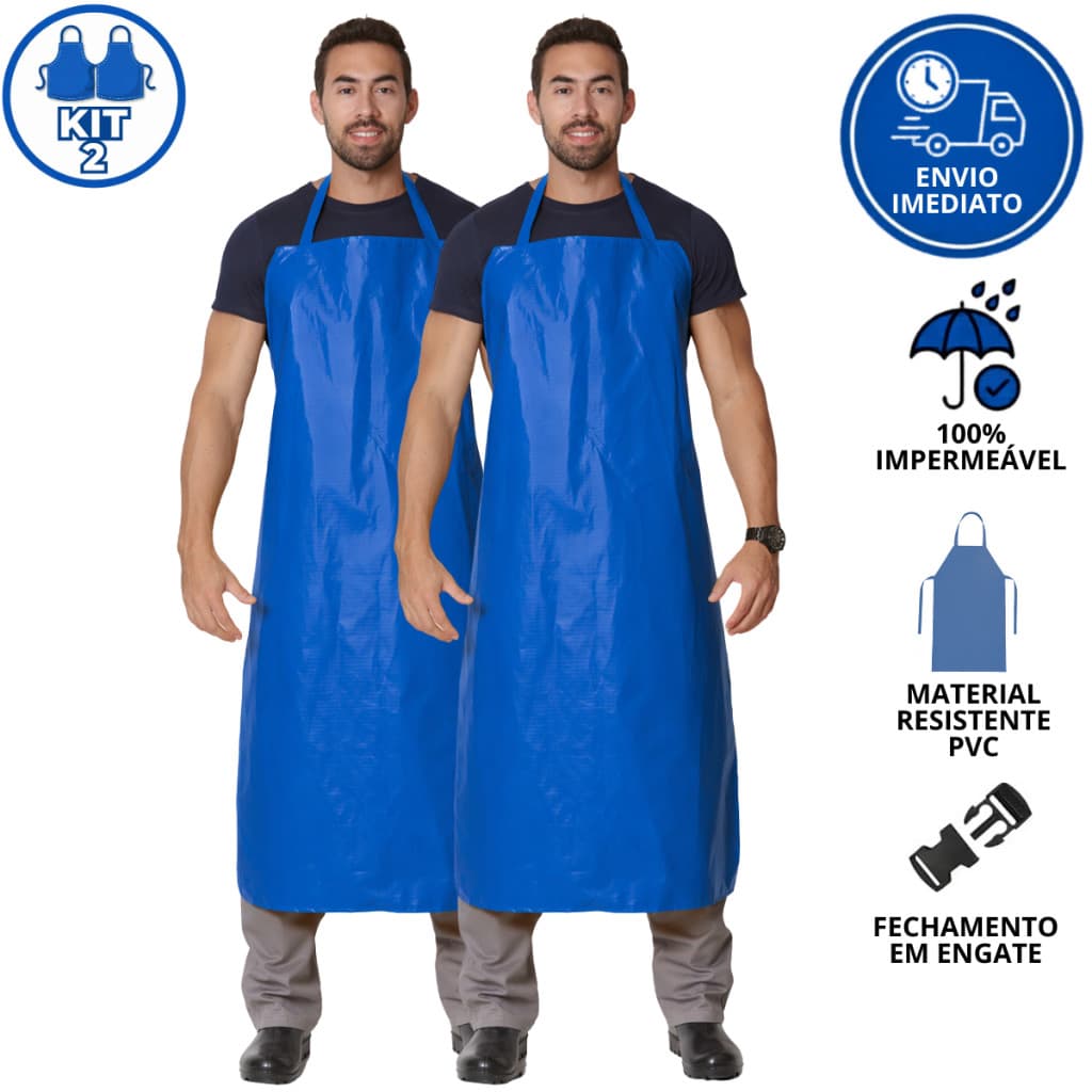 Kit 2 Avental Pvc Forrado Impermeavel Protecao Seguranca Limpeza Cozinha