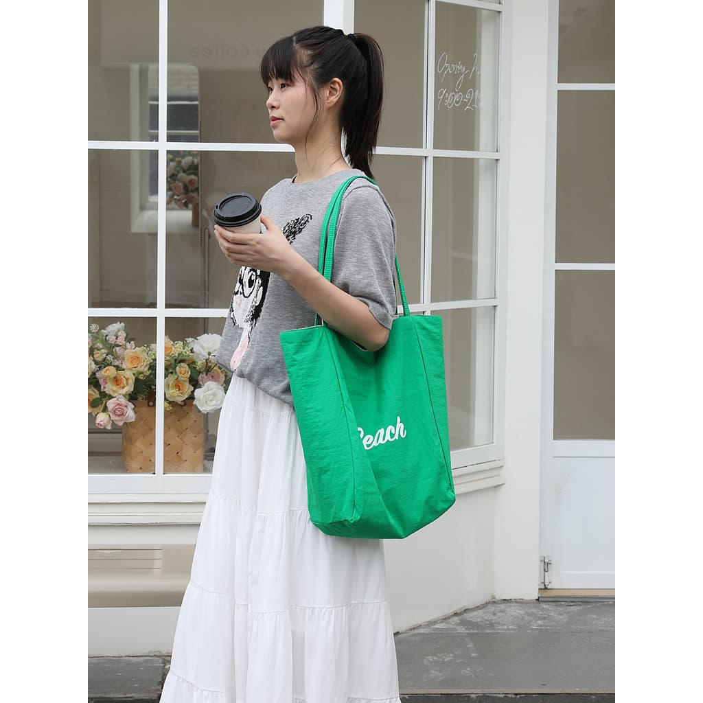 Arte japonesa letras náilon pano sacola feminina All-Match Commuter ombro axila saco listrado dupla face