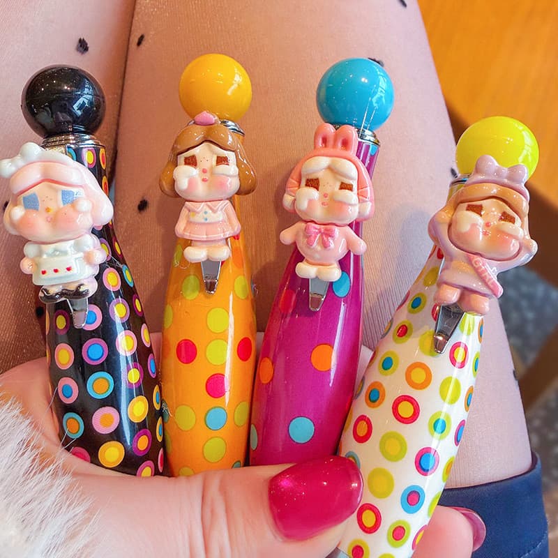Caneta esferográfica retrátil infantil divertida com desenhos animados, caneta gel retrátil infantil criativa com desenh