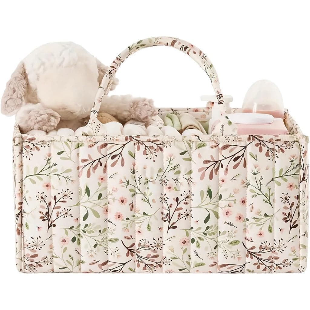 Cesta de Armazenamento de Fraldas com Padrão Floral, Cesta de Armazenamento Elegante para Quarto de Bebê, Presente para