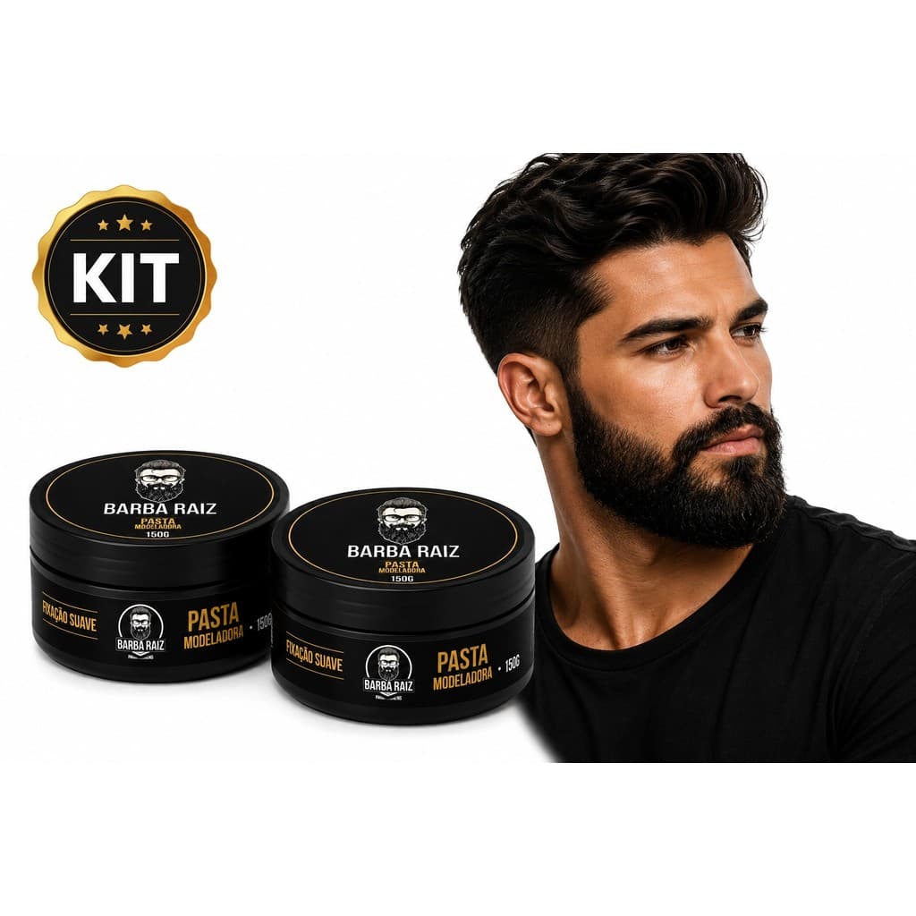 Kit 2X Pasta Modeladora Barba Raiz 150g Fixação Flexível
