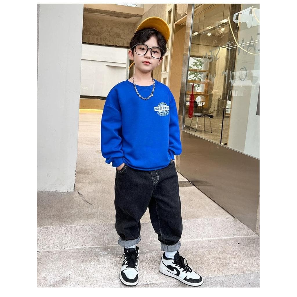 Crianças crianças meninos moletom 2024 novo estilo primavera outono estilo grande menino pulôver de manga comprida solto
