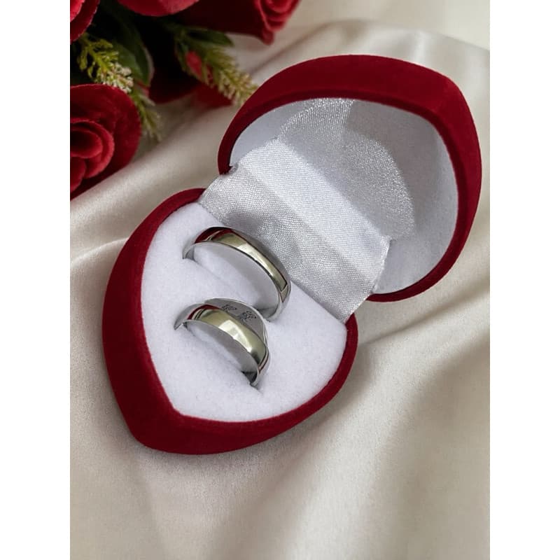 Par de Alianças de Prata Aço Inox Anéis para Casal Noivado, Namoro e Casamento Bijoteria