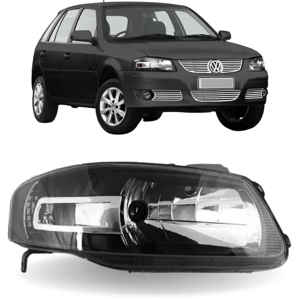 FAROL DIREITO GOL G4 POWER 2006 A 2014 MASCARA NEGRA