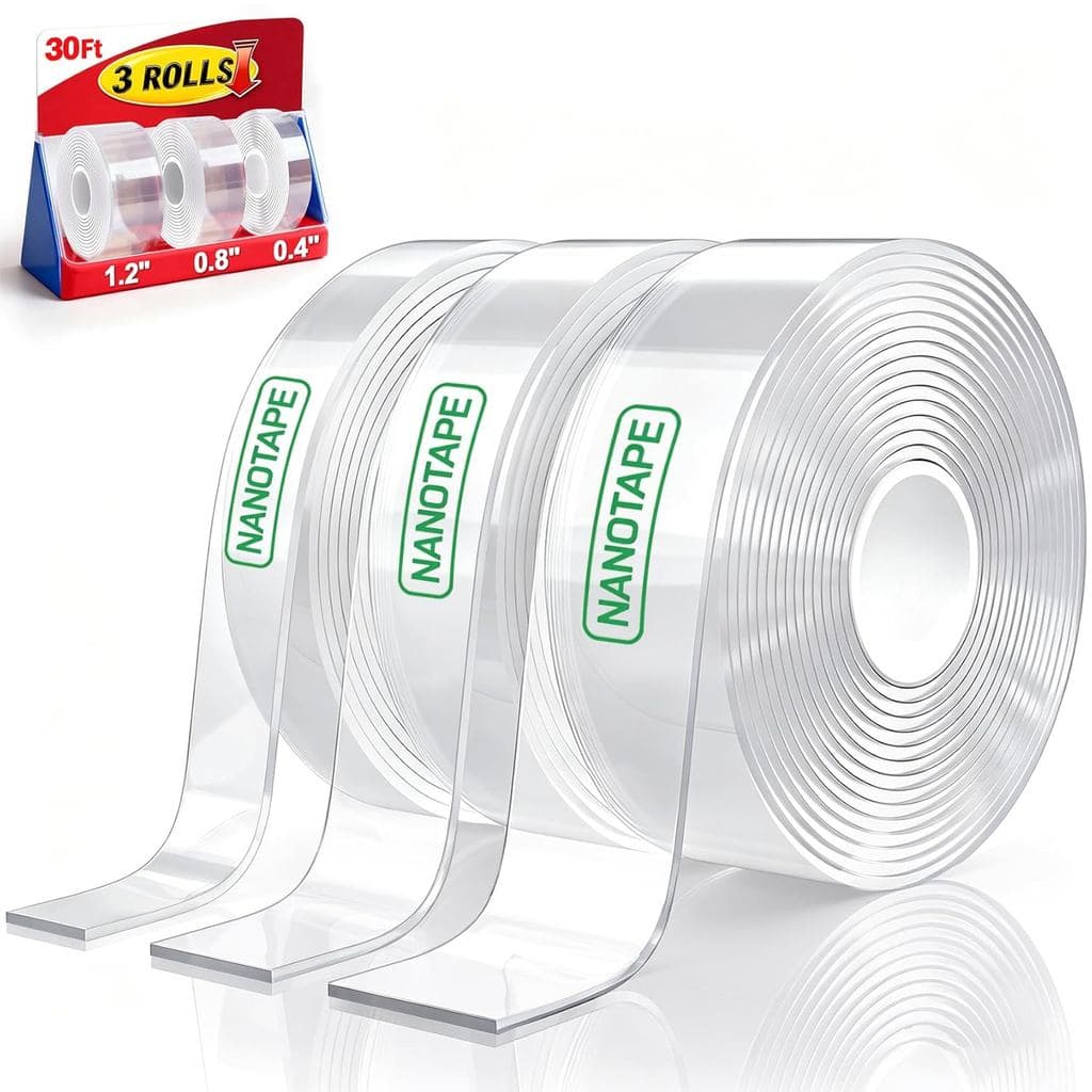UGNEL 3 Rolos de Fita Adesiva Dupla Face de Alta Resistência - Total de 30FT, Fita Adesiva Nano Extra Forte, Fita de Mon