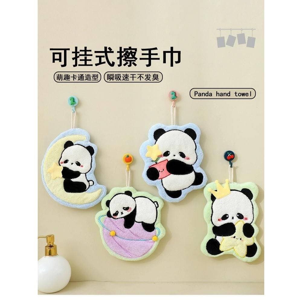 Panda toalha de mão pendurado bonito dos desenhos animados Super absorvente de secagem rápida pequena toalha quadrada se