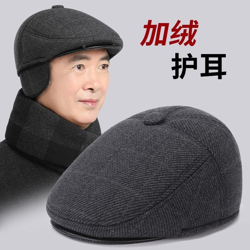 Chapéu para idosos de meia-idade, boné de inverno para pai, vovô, lã, proteção para os ouvidos, chapéu quente para idoso