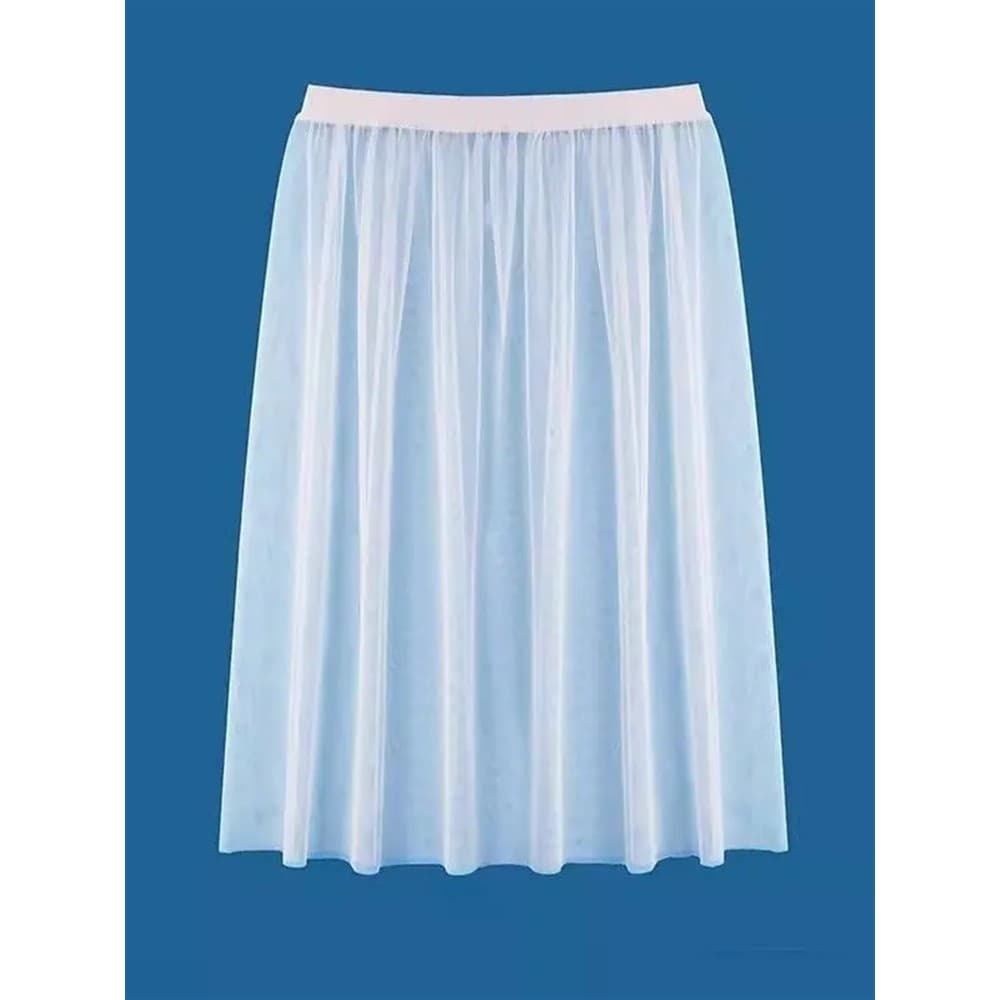 Saia de gaze de fundo dupla camada saia externa curta saia transparente Overskirt moletom interno