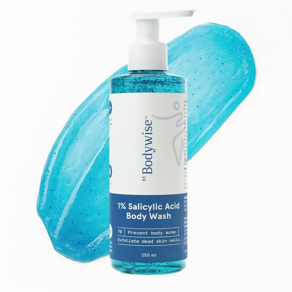 Sabonete Líquido Be Bodywise. Previne acne corporal e pele de morango. Contém 1% de Ácido Salicílico. Hidratação Profund