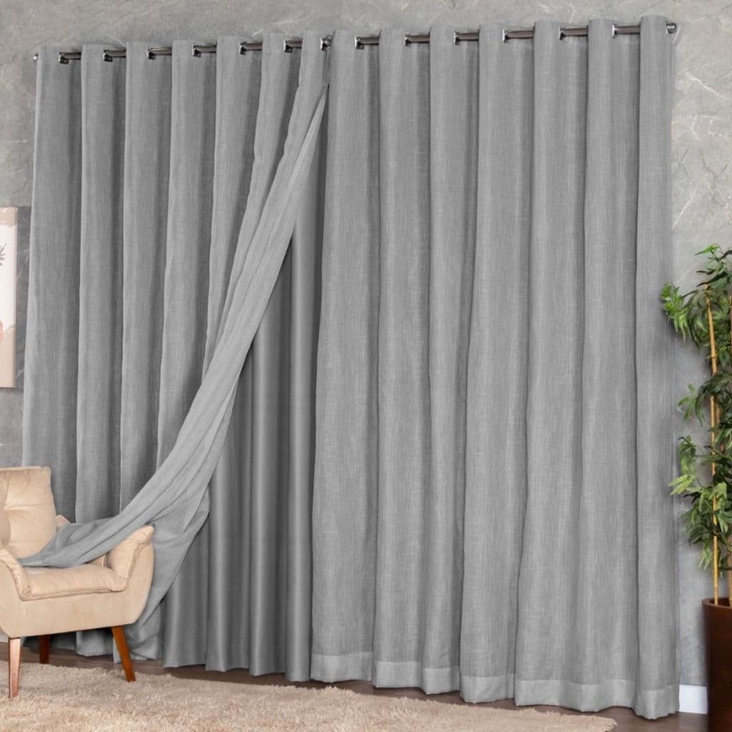 Cortina Blecaute Voil Linho Forro Blackout Largura 3,00 Metros para Varão 28mm Cortina de Luxo
