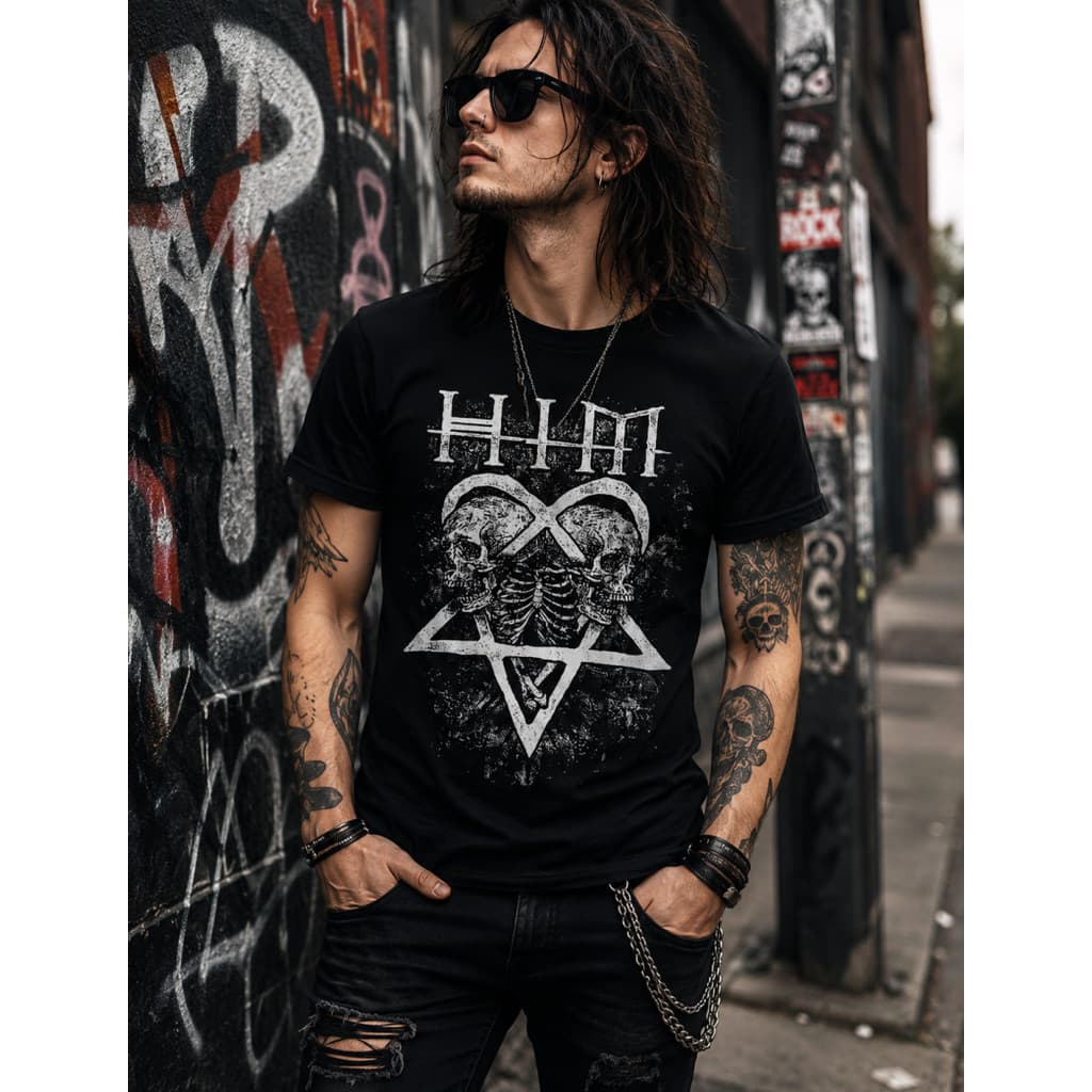 Camiseta Banda Him Camisa Rock algodão premium