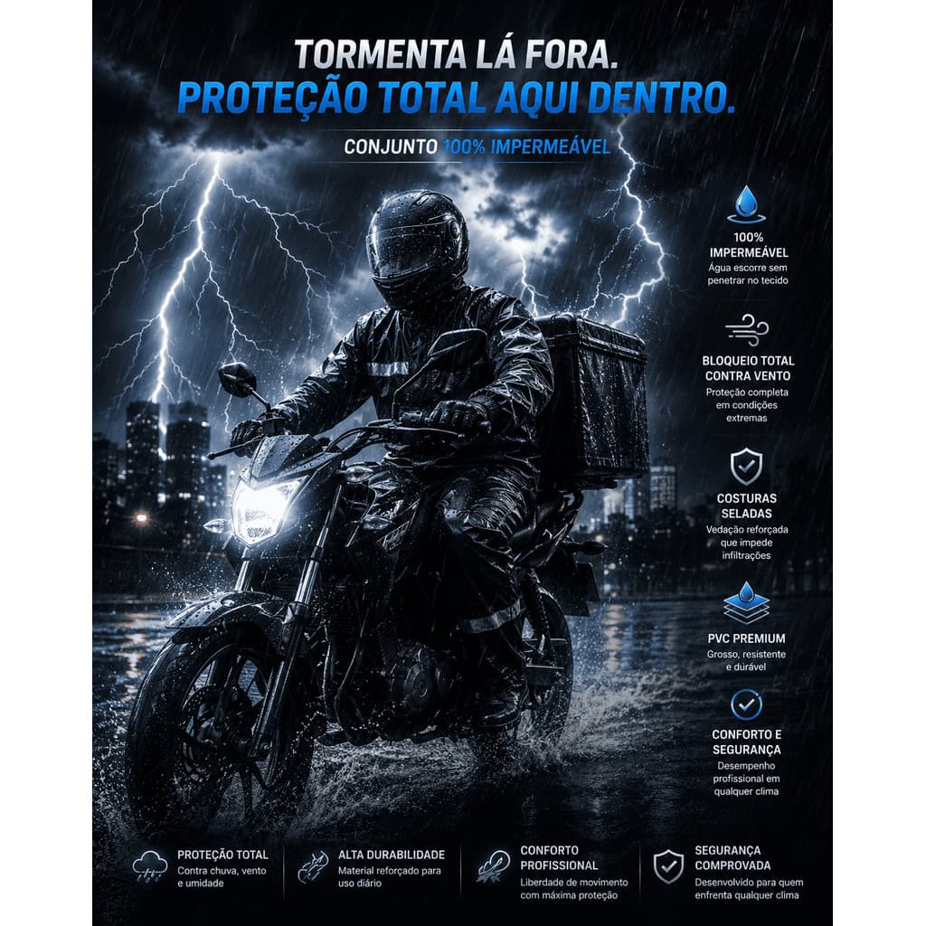 Kit Capa Motoqueiro Reforçada + Calça Proteção Total