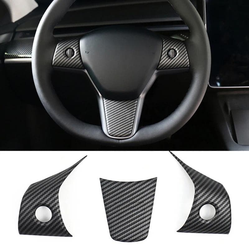 Auto Brilho ABS Fibra De Carbono Modelo Y Volante Remendo Decoração Para Tesla 3 Interior Modificado Acessórios