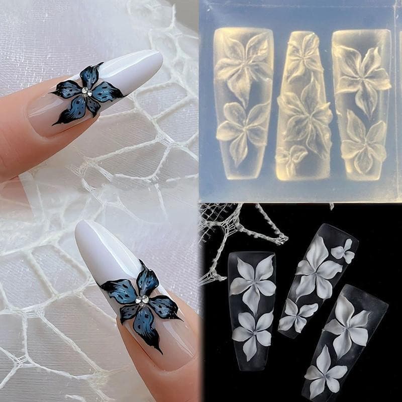 Molde para Arte em Unhas Rightrous, Escultura 3D, Flor de Lírio Curvada, Modelo de Silicone Transparente para Decorações