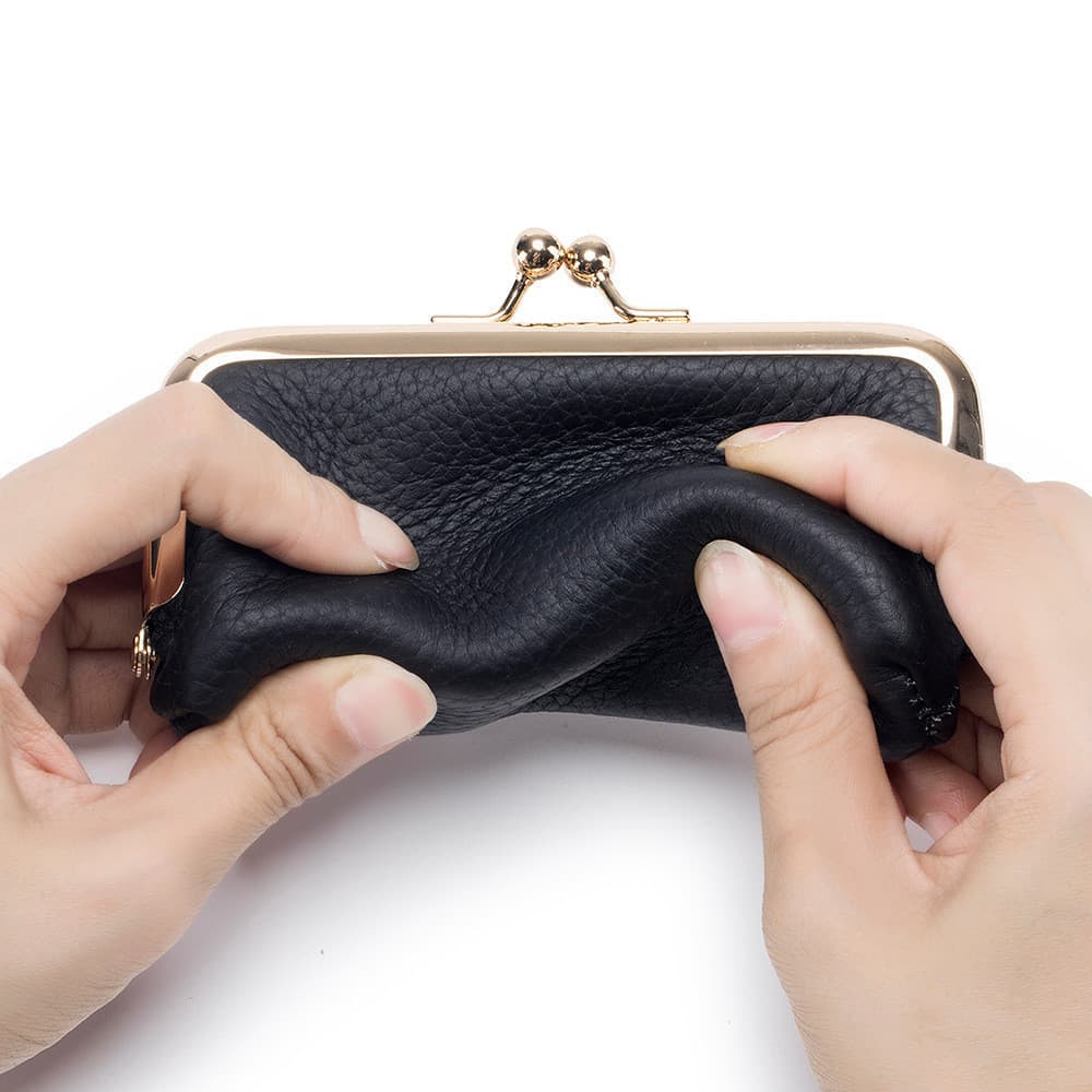 Mini bolsa de moedas de couro de primeira camada estilo feminino, bolsa de armazenamento pequena de couro genuíno, Desig