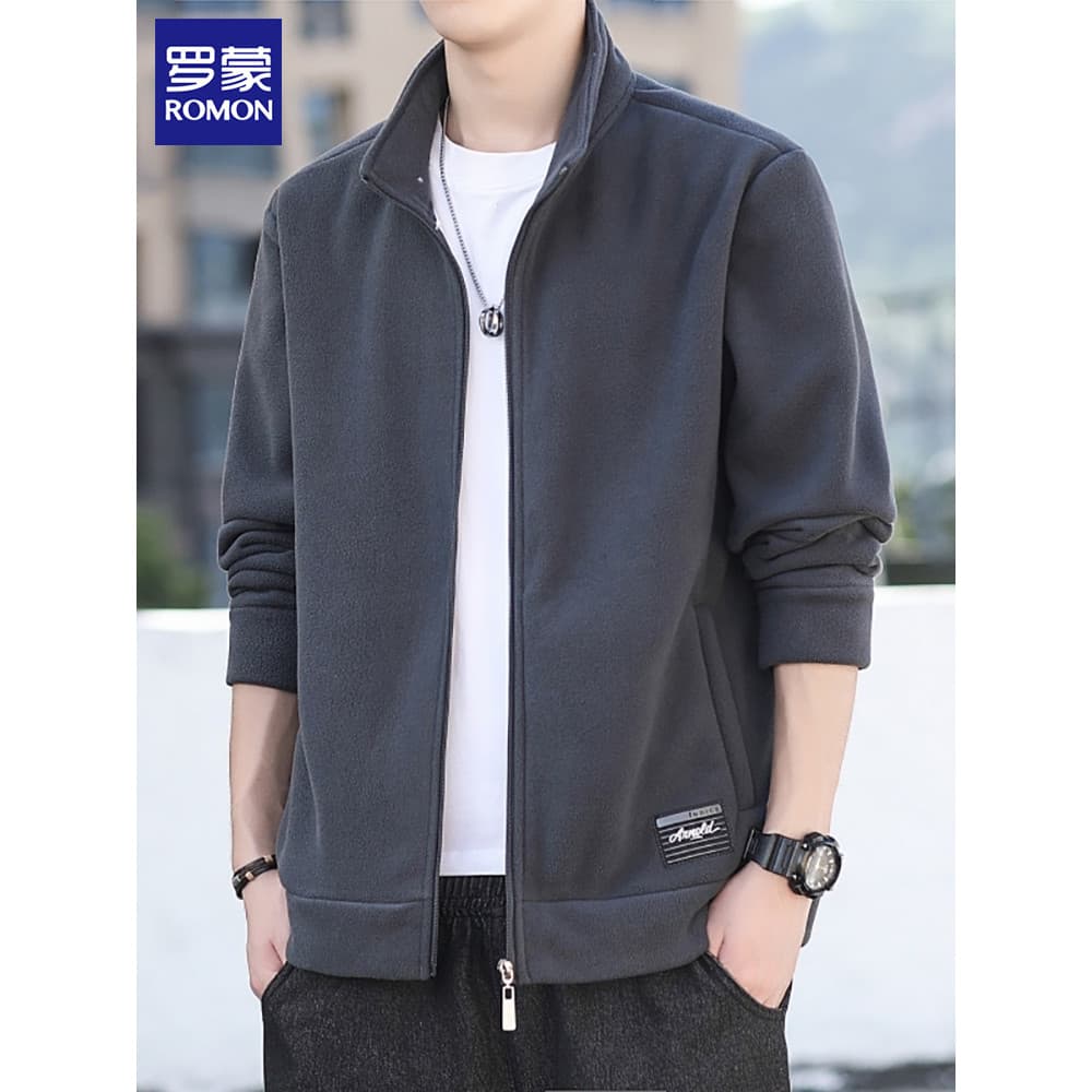 Romon jaqueta masculina primavera novo estilo gola alta Casual jaqueta de lã Polar Plus Size Cardigan topo roupas mascul
