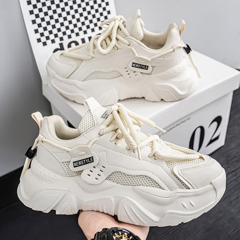 Homens sapatos masculinos novo estilo inverno na moda esportes de sola grossa malha de venda quente respirável Casual pa