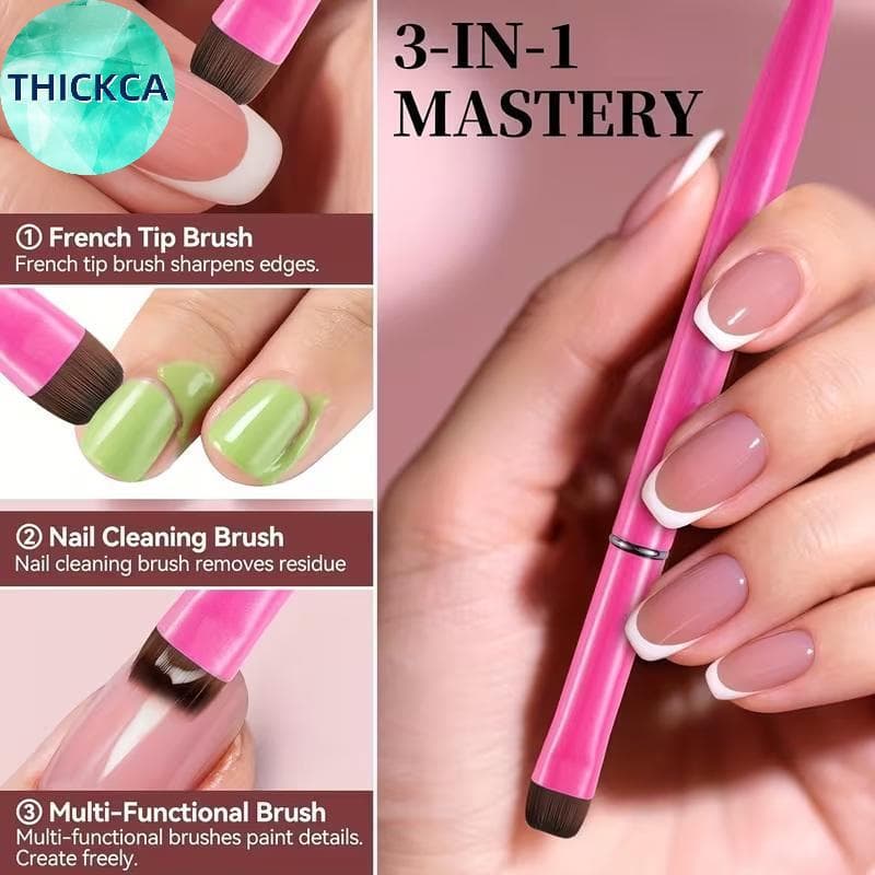 Escova De Unhas Francesa thickca , Com Cabeça De Multifuncional-Fina , Adequada Para De Gel E Acrílicas , Limpeza Precis