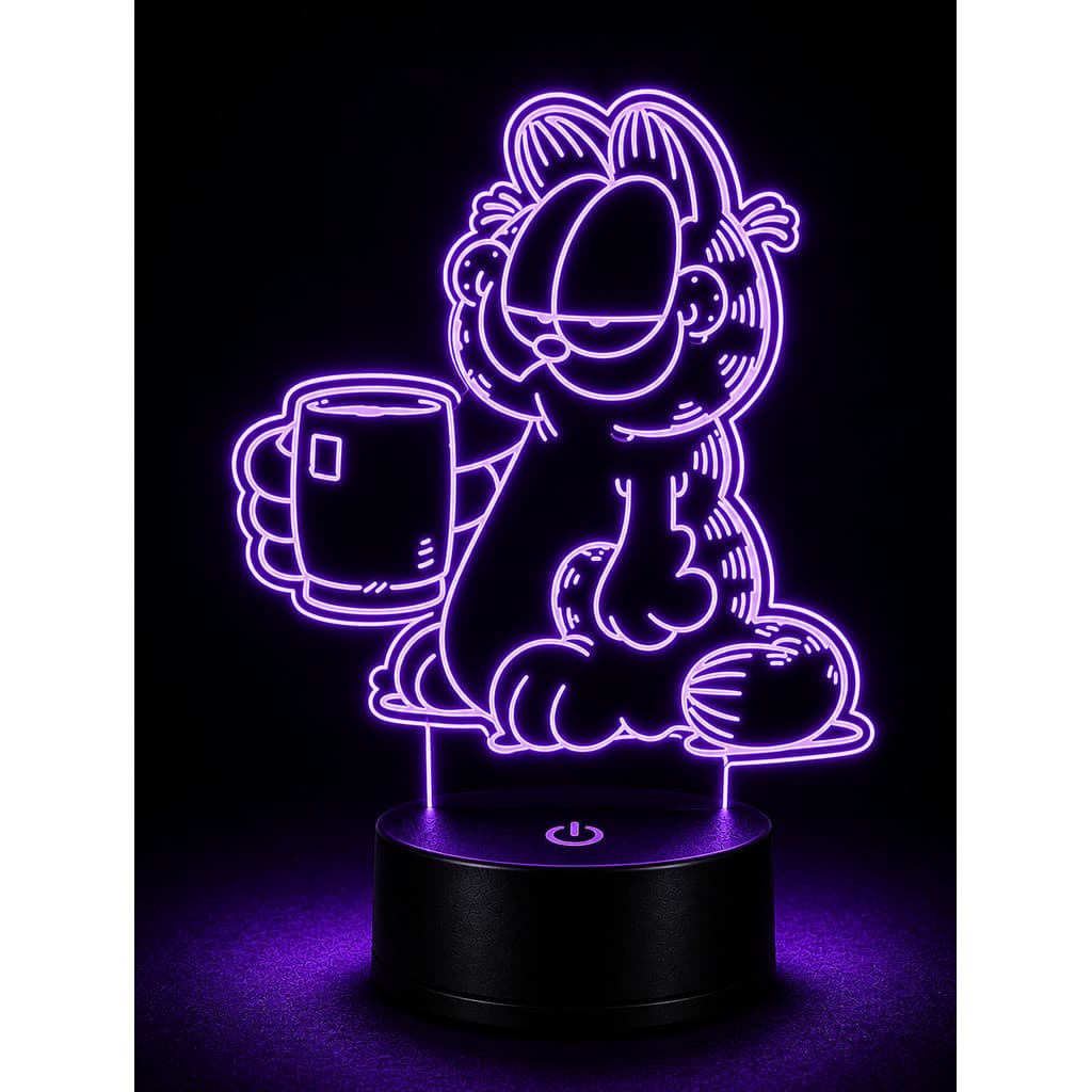 Luminária 3D Garfield Café Decoração Quarto Gamer Geek