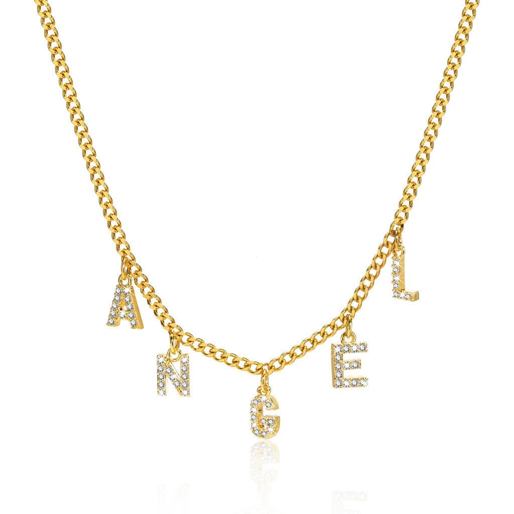 Colar Personalizado com Nome Vnox para Mulheres, Pingente de Zircônia com Letras, Joias de Aniversário por Atacado YKL 9