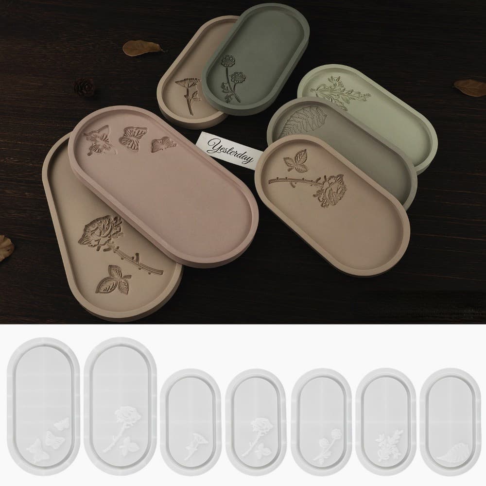 Molde De Silicone Bandeja Resina Epóxi Polígono Oval Armazenamento De Mesa Copos Artesanal Feito À Mão