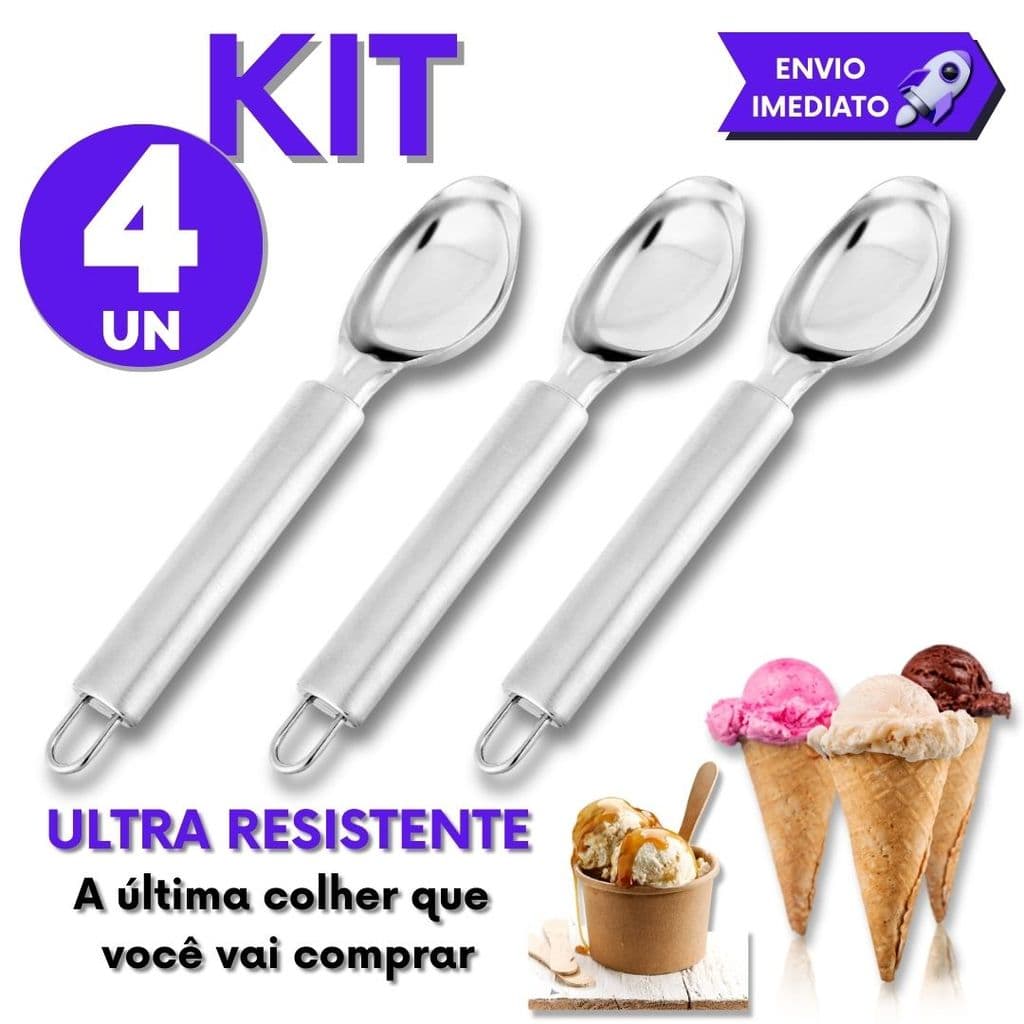 KIT Pegador De Sorvete Concha Colher Açaí Bola de Sobremesa Sorveteria Lanchonete Restaurante