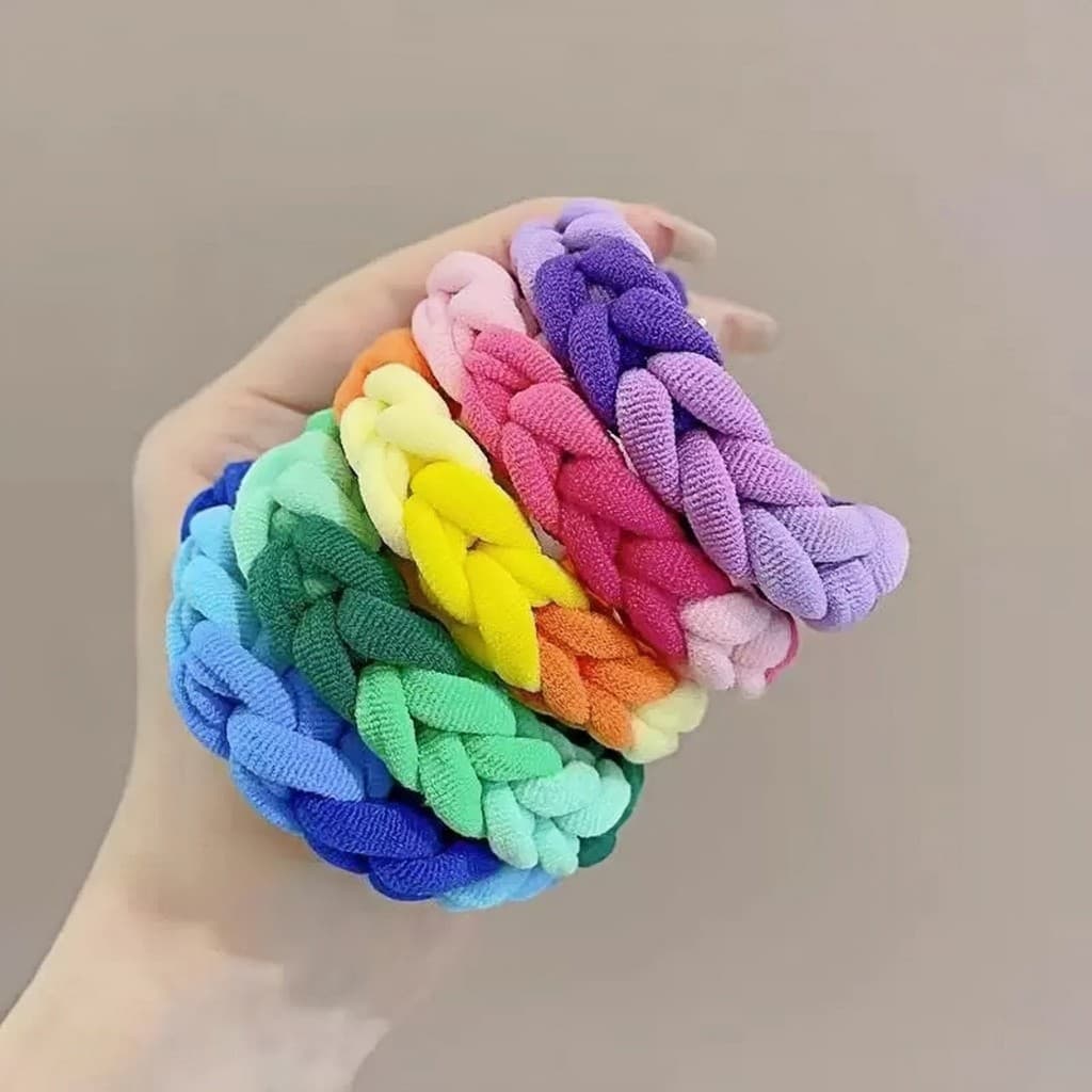 Laço de cabelo trançado à mão colorido dopamina rabo de cavalo alto não embaçada corda de cabeça alta elasticidade negri