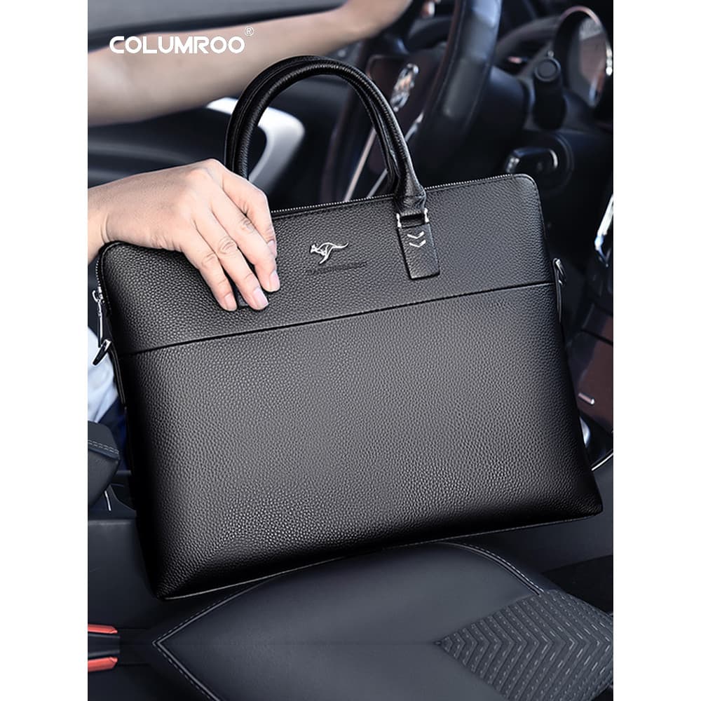 Colomb Kangaroo Maleta masculina de couro genuíno primeira camada bolsa de couro bolsa de negócios simples computador Di
