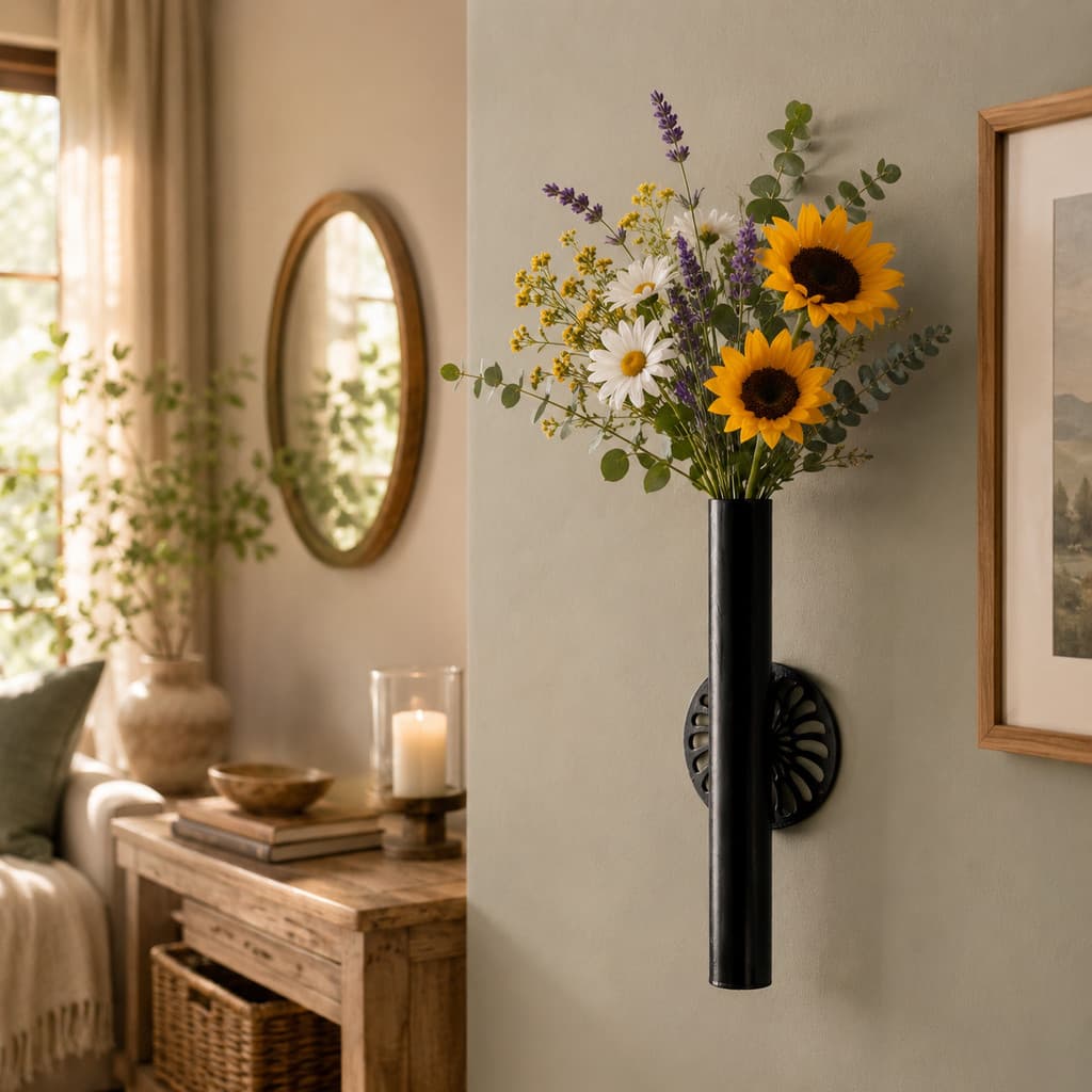 Suporte De Parede Tubinho Para Flor Artificial Ferro Decoração Com Fita Dupla Face