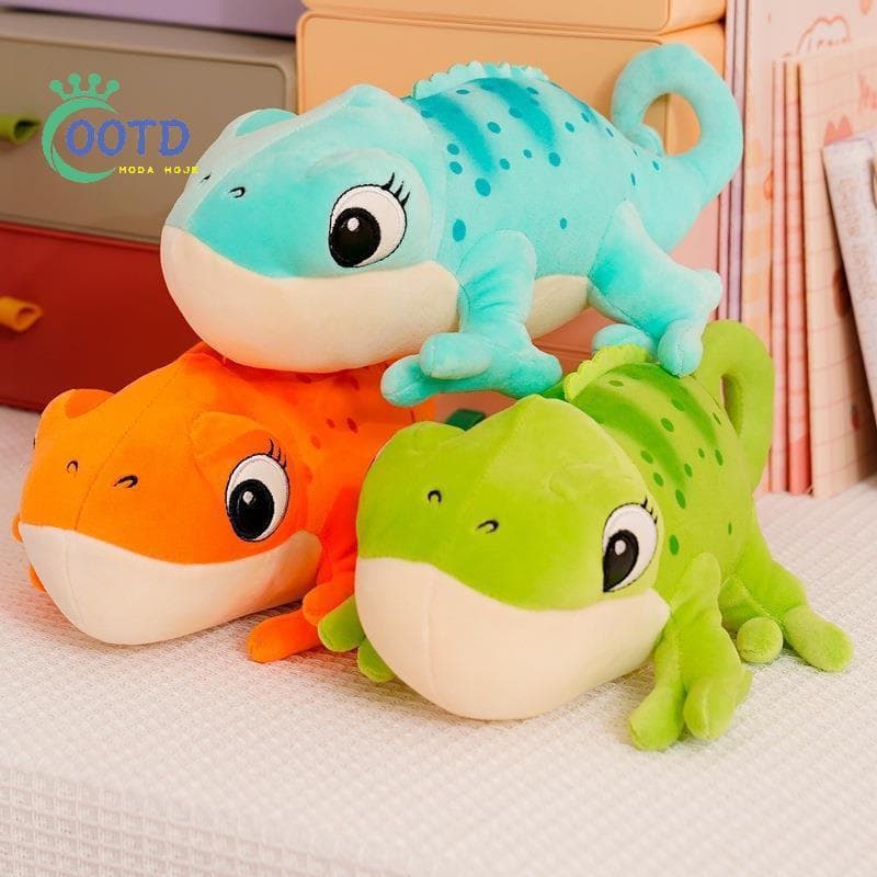 Moda de Hoje: Brinquedo de Pelúcia Camaleão de 30cm, Almofada Criativa de Simulação de Animal Réptil para Crianças K1BA