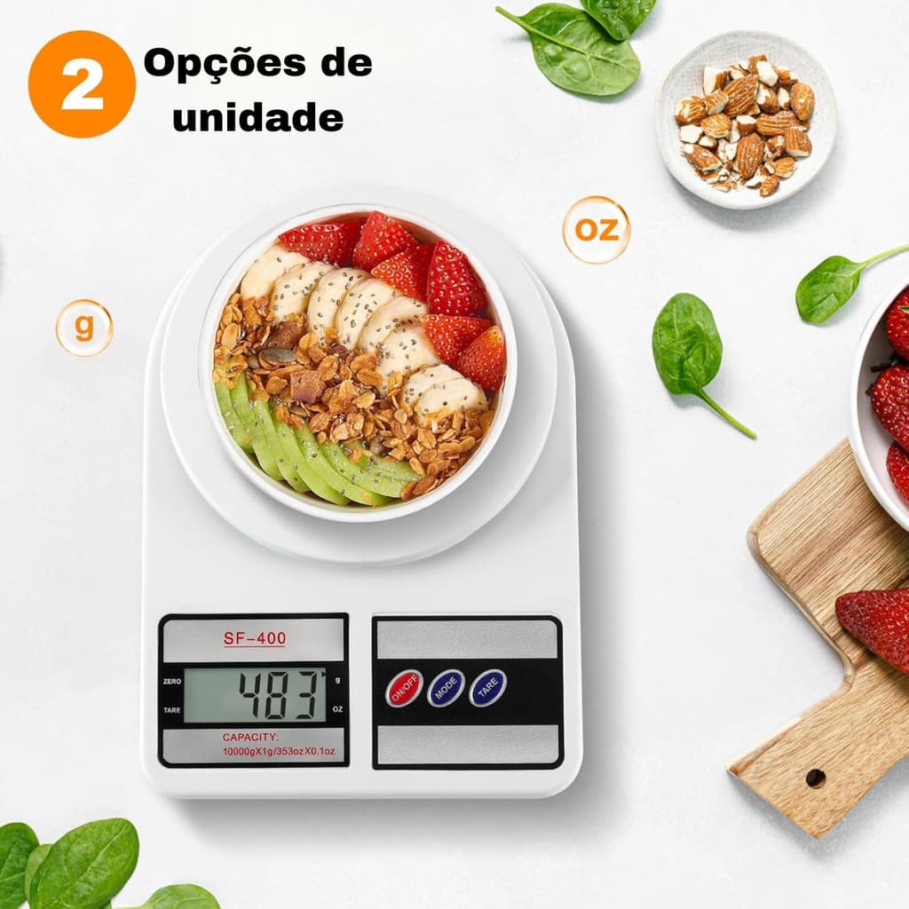Balança Digital Eletrônica De Cozinha Com Função Tara Precisão 1g Dieta Cozinha Confeitaria