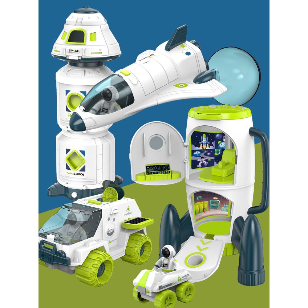 Modelo de avião espacial infantil foguete estação espacial Mars astronauta ciência brinquedo educativo presente menino 3