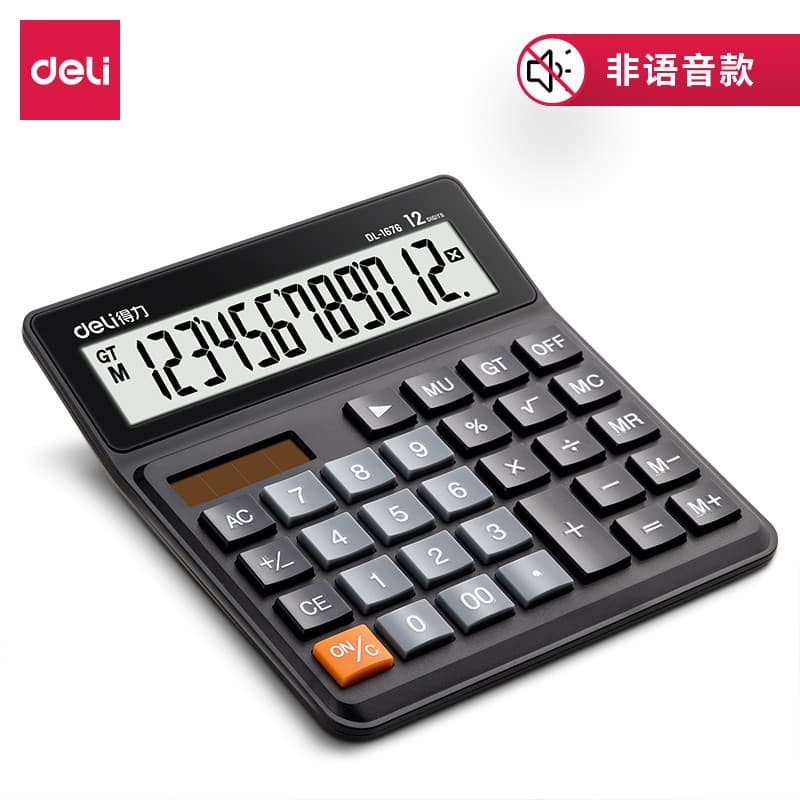 Deli calculadora genuína 1676 Desktop dupla potência 12 bits estudante bonito computador portátil tela grande 1676