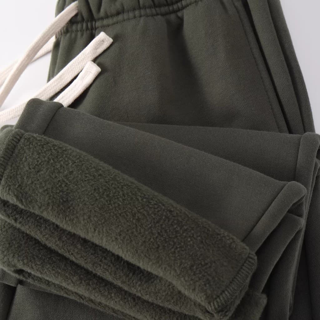 400g verde escuro pelúcia engrossado calças retas masculinas soltas calças casuais masculinas de uma peça velo Loop pano