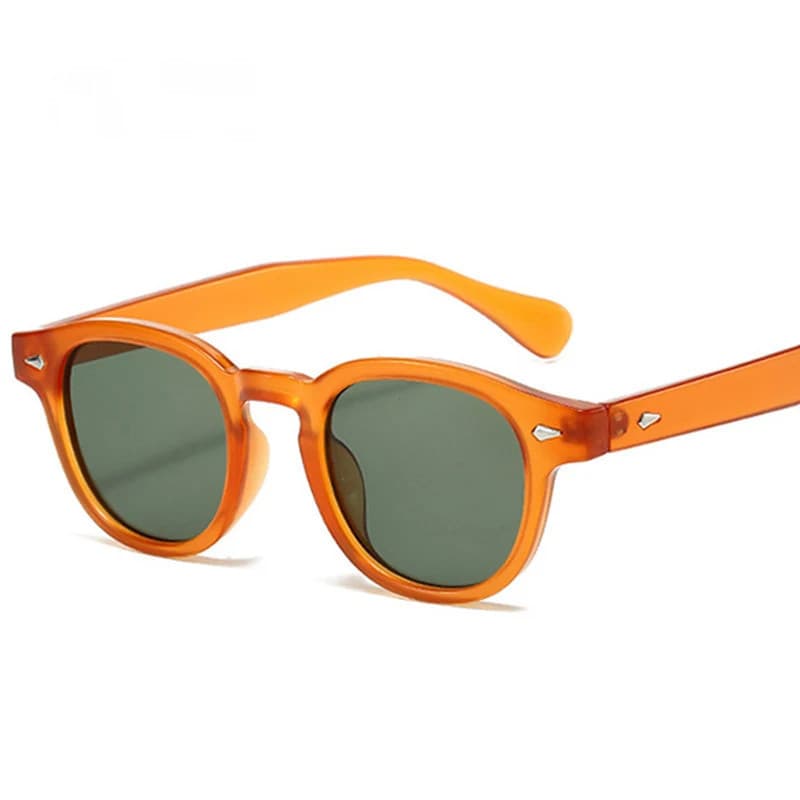 Novos óculos de sol retrô ovais verde escuro, óculos de sol femininos com decoração moderna de rebites, óculos de sol ma