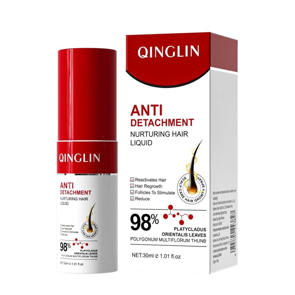 Líquido Nutritivo para Cabelo Qinglin Reativa os Folículos Capilares para Estimular e Reduzir a Queda de Cabelo, Folhas