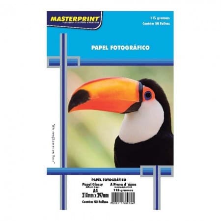 Papel Fotográfico 115g A4 Glossy Brilhante Resistente a Água Masterprint 50 folhas