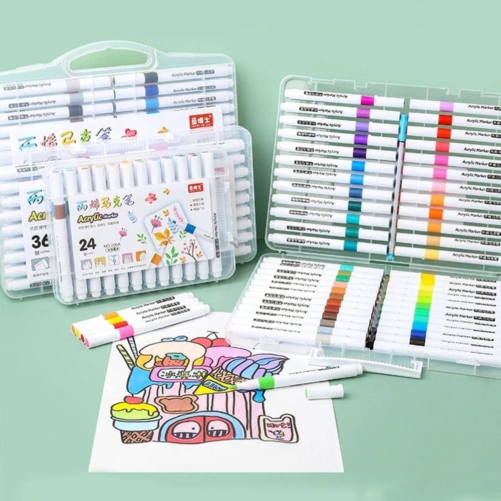 Kit Marcadores de acrílico 12/24/36/48 cores de tinta com CANETA BRANCA à prova d'água.+Makeupnails+pintura.