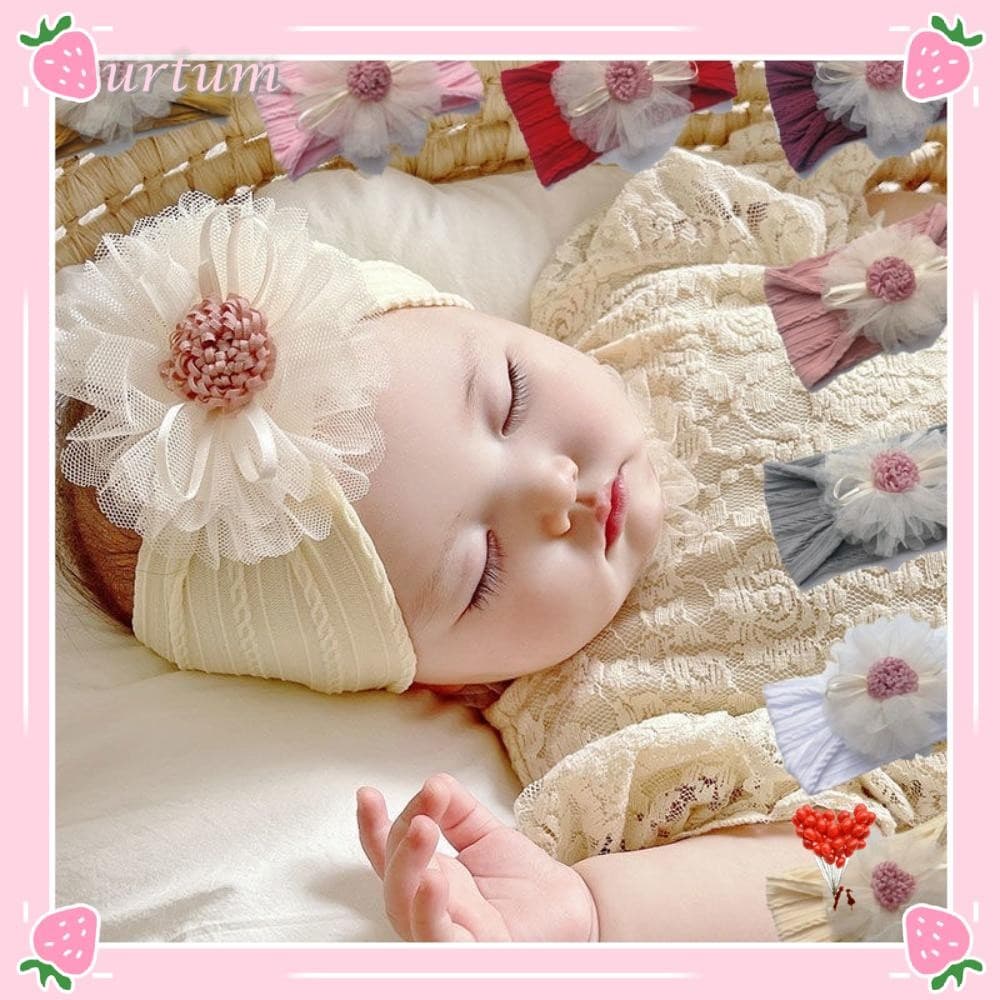 Faixa De Cabeça URTUM , Elástica Jacquard De Flor De Malha Para Bebê , Turbante Acessório De Cabelo De Algodão Infantil