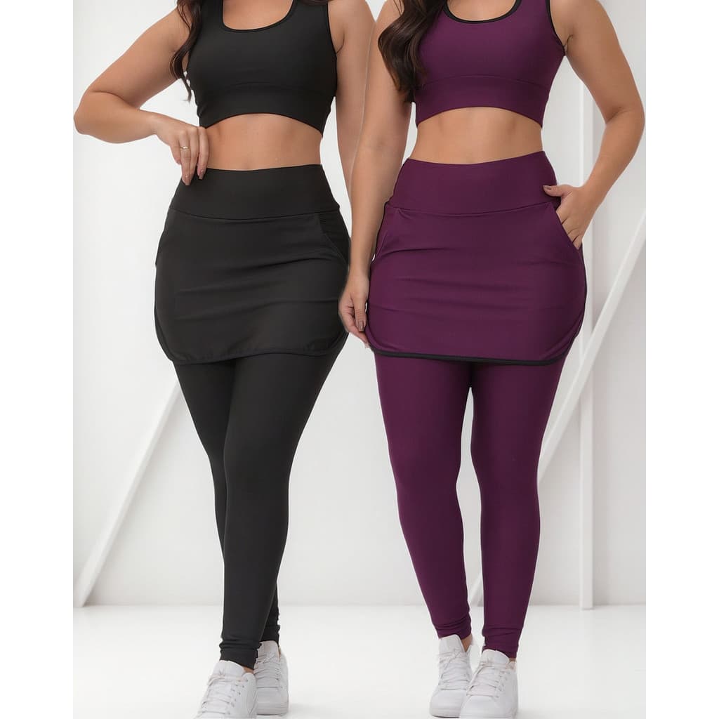 Calça Legging Saia Evangélica Moda- Kit 2 Unidades
