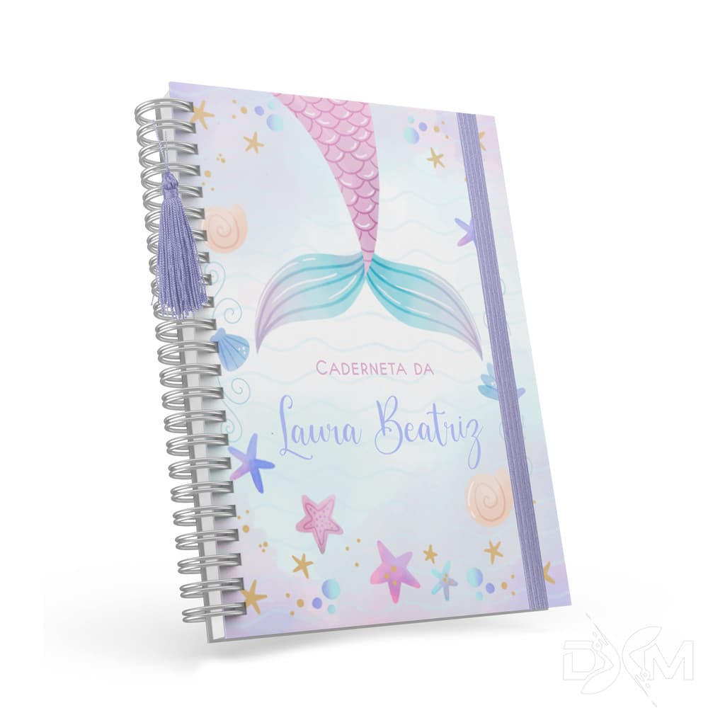 Caderneta de Vacina/Saúde Completa Personalizada com Nome - Feminina - Tema Sereia 01 - DXM