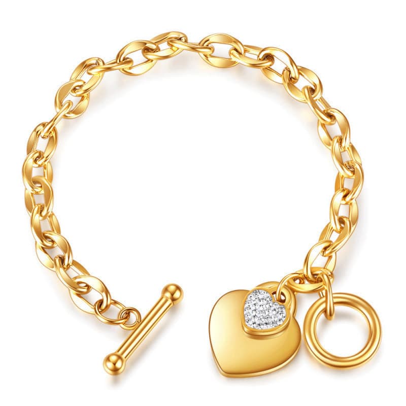 Coração Joias De Aço Inoxidável Pulseira Versátil Moderna Com Fecho OT Para Amantes Da Moda