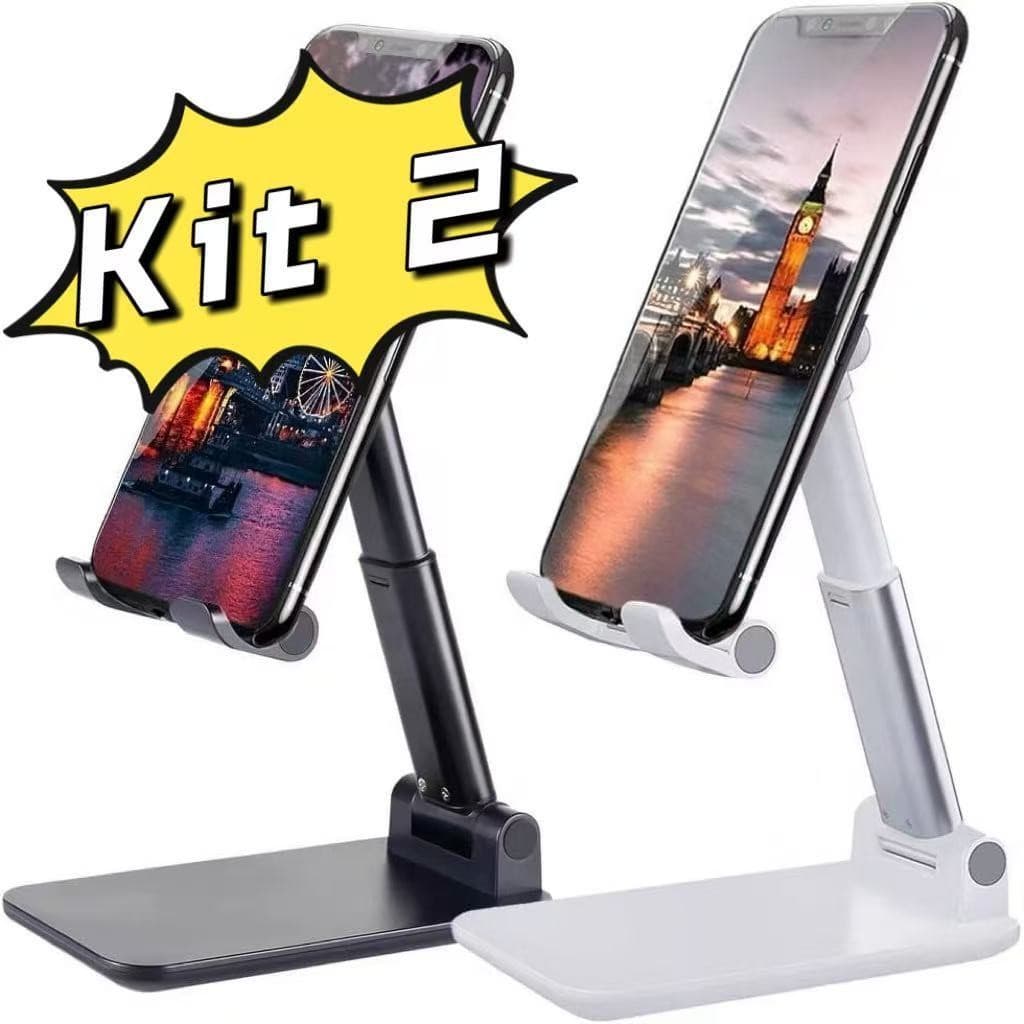 Kit 2 Suporte Para Celular e Tablet Dobrável Portátil Ajustável Apoio Mesa-Radimi