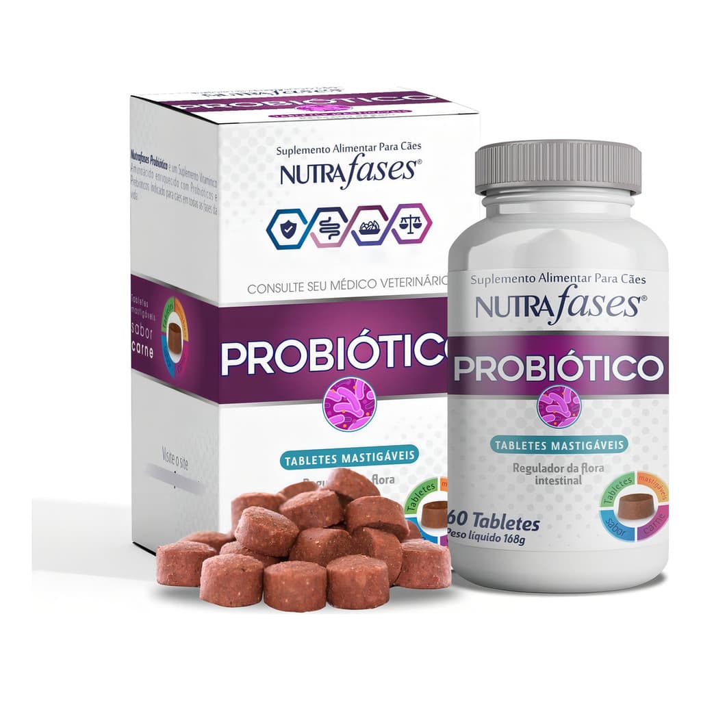 Nutrafases Probióticos Suplemento Cães 60 Tabletes