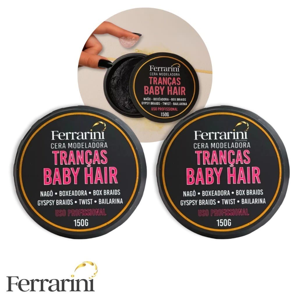 Kit 2 Ceras Modeladoras Ferrarini Tranças Baby Hair Profissional 150g