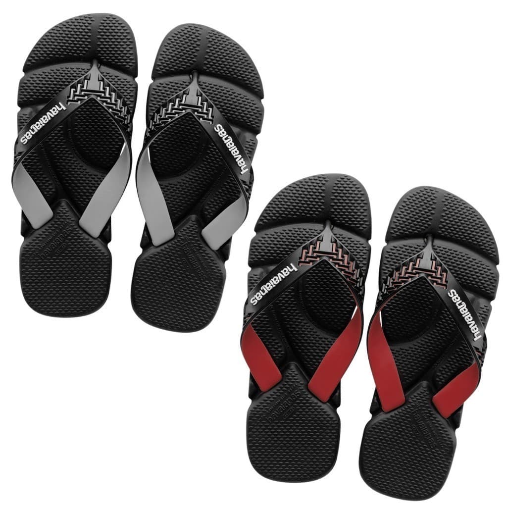 Kit 02 Pares De Chinelo Sandália Masculino Havainas Power De Borracha Macia Antiderrapante Com Tiras Grossas Reforçadas