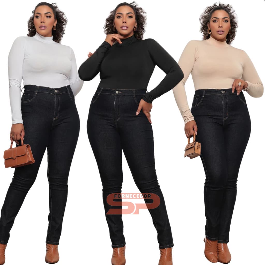 Blusa Plus Size Feminina Segunda Pele Gola Alta Cacharrel Suplex Gringa