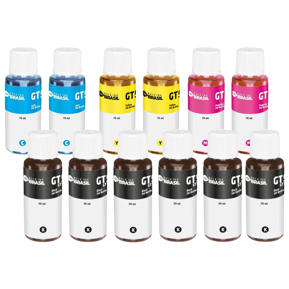 Kit 12 Tintas Gt53 Gt52 Para Hp Ink Tank Séries 100 300 400 GT53