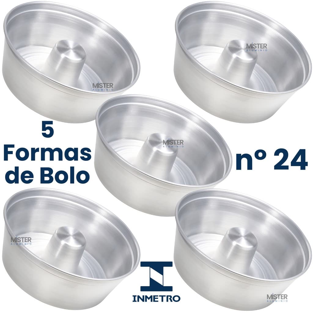 Forma Para Fazer Bolo de Alumínio 24cm com Furo Central Ideal Para Bolos Caseiros Grandes