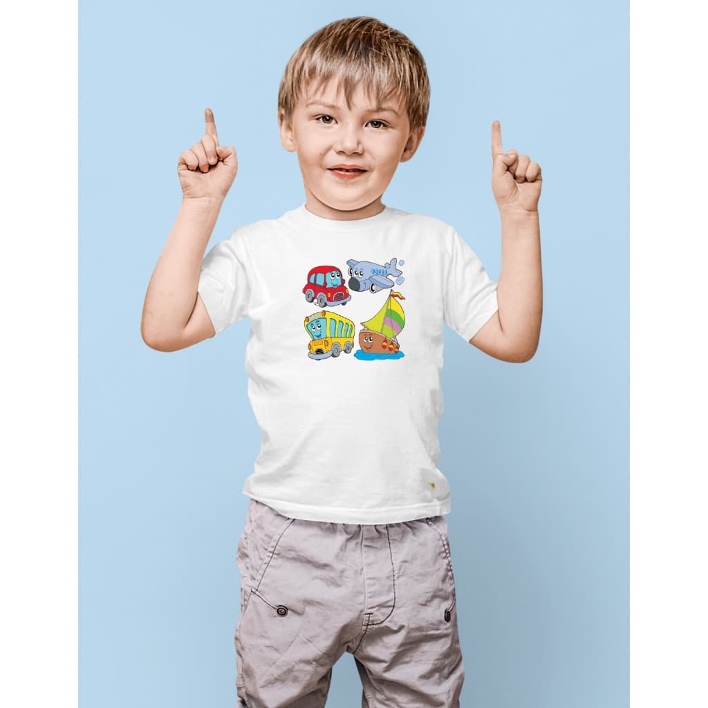 Camiseta Roupa Infantil Transportes Avião Carro Ônibus Barco Menino Menina